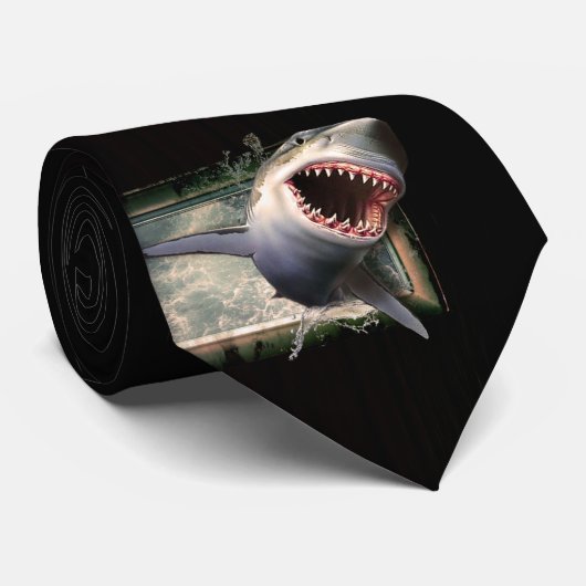 Grote witte haai op de bewegingsketting stropdas (Opgerold)