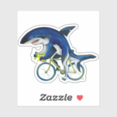 Grote witte haai op een racefiets sticker (Vel)