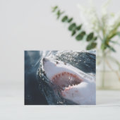 Grote witte haai op zee briefkaart (Staand voorkant)