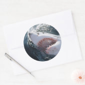 Grote witte haai op zee ronde sticker (Envelop)
