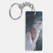 Grote witte haai op zee sleutelhanger (Voorkant Links)