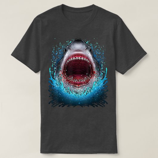 Grote witte haai Open Mouth Teeth Beach Ocean Ani T-shirt (Design voorkant)