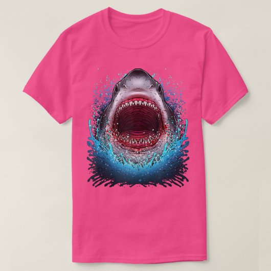 Grote witte haai Open Mouth Teeth Beach Ocean Ani T-shirt (Design voorkant)