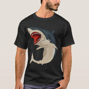 Grote witte haai open muil t-shirt