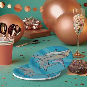 Grote witte haai papieren bordje