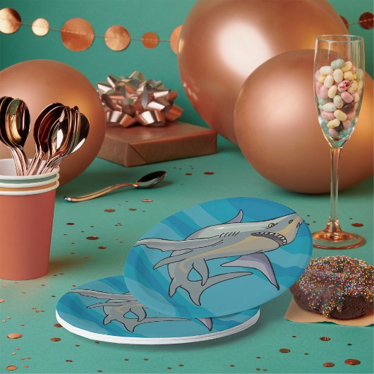 Grote witte haai papieren bordje