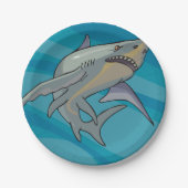 Grote witte haai papieren bordje (Voorkant)