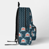 Grote witte haai patroon marine blauw jongen bedrukte rugzak (Links)