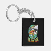 Grote witte haai pizza sleutelhanger (Voorkant Links)