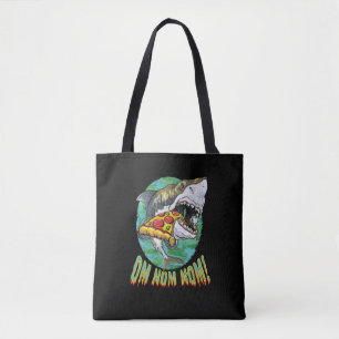 Grote witte haai pizza tote bag