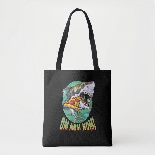 Grote witte haai pizza tote bag (Voorkant)