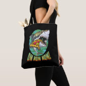 Grote witte haai pizza tote bag (Dichtbij)