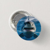Grote witte haai ronde button 3,2 cm (Voorkant /achterkant)