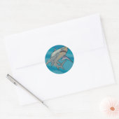 Grote witte haai ronde sticker (Envelop)