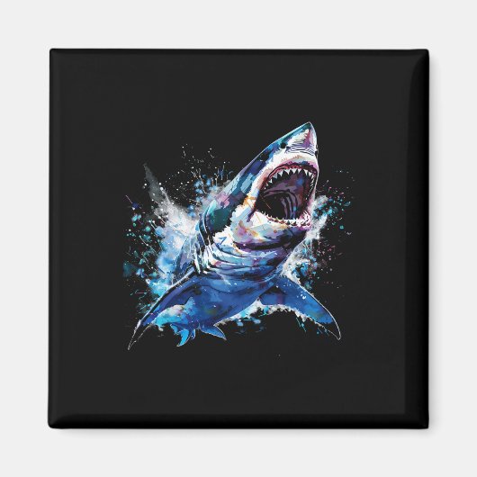 Grote witte haai Scuby Duiken Gevist Shark Lover Magneet (Voorkant)