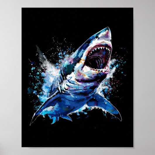 Grote witte haai Scuby Duiken Gevist Shark Lover Poster (Voorkant)