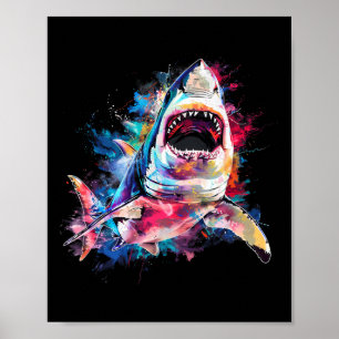 Grote witte haai Scuby Duiken Gevist Shark Lover Poster