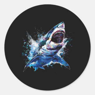 Grote witte haai Scuby duiken vissen haai liefhebb Ronde Sticker