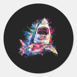 Grote witte haai Scuby duiken vissen haai liefhebb Ronde Sticker