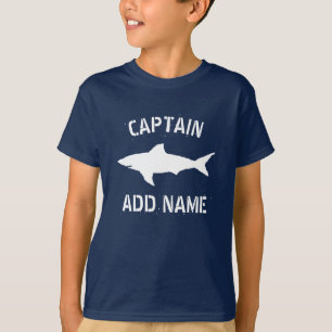 Grote witte haai silhouet boot kapitein kind t-shirt