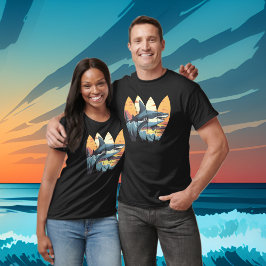 Grote witte haai Surfboards T-shirt