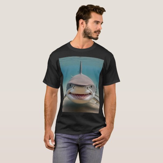 Grote witte haai T-shirt (Voorkant volledig)