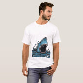 Grote witte haai t-shirt (Voorkant volledig)