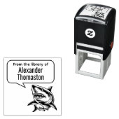 Grote Witte Haai Talk Bubble Bibliotheek Boek Naam Zelfinktende Stempel (In situ)