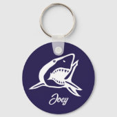 Grote witte haai tekening gepersonaliseerd sleutelhanger (Voorkant)