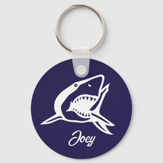 Grote witte haai tekening gepersonaliseerd sleutelhanger (Voorkant)