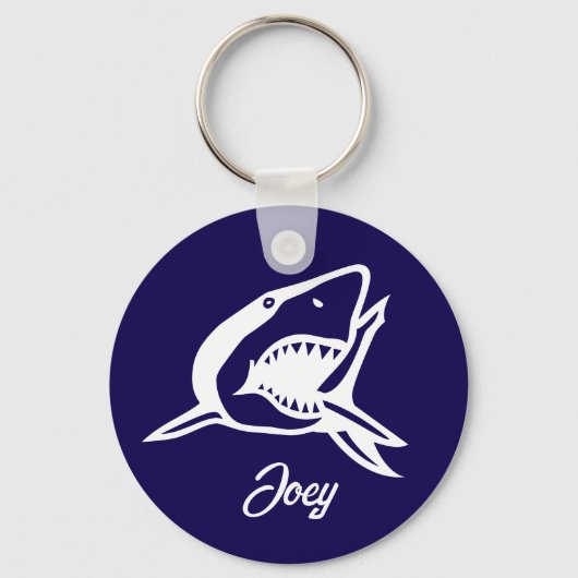 Grote witte haai tekening gepersonaliseerd sleutelhanger (Achterkant)