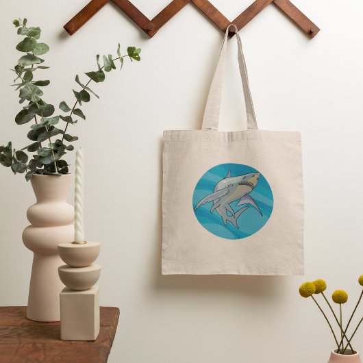 Grote witte haai tote bag