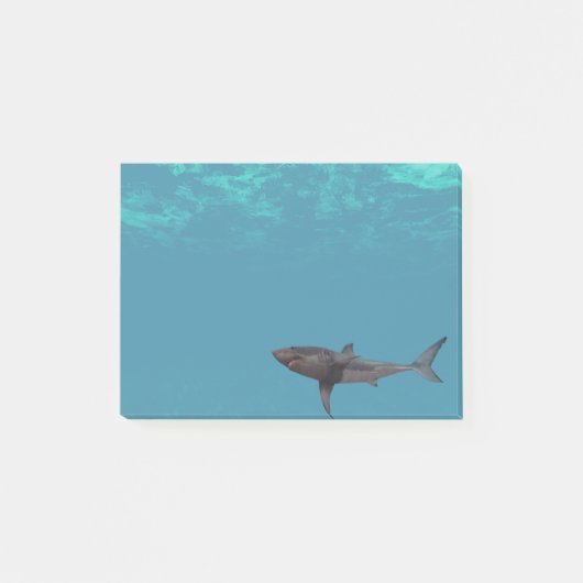 Grote witte haai valt oceaan aan post-it® notes (Voorkant)