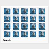 Grote witte haai vierkante sticker (Vel)