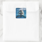 Grote witte haai vierkante sticker (Tas)