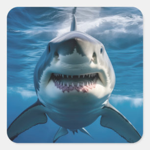 Grote witte haai vierkante sticker