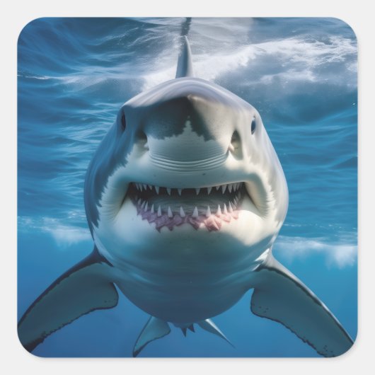 Grote witte haai vierkante sticker (Voorkant)