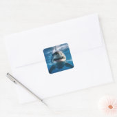 Grote witte haai vierkante sticker (Envelop)