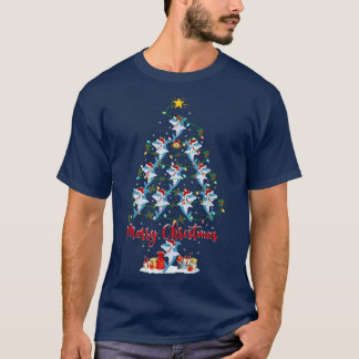 Grote witte haai vis kerstboom licht grappig t-shirt