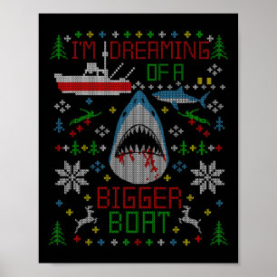 Grote witte haai vissen lelijke kersttrui P Poster