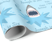 Grote witte haai Zesde verjaardag Cadeaupapier (Rol Hoek)