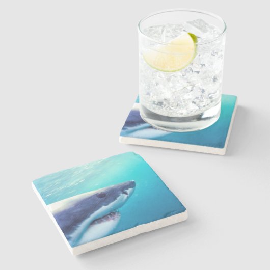 Grote witte haai | Zuid-Afrika Stenen Onderzetter (Zijkant)