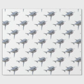 grote witte haai zwemt naar voren cadeaupapier (Vlak)