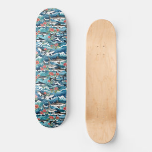 Grote witte haaien in crashing golven Bloemen Persoonlijk Skateboard