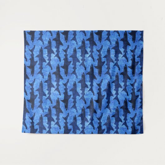 Grote witte haaien in het Deep Blue Zee Wandkleed (Voorkant (horizontaal))