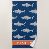 Grote witte haaien Navy Oranje Strandlaken (Voorkant)