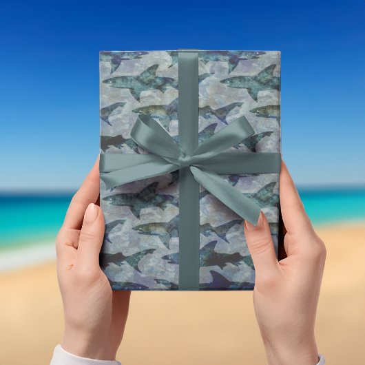Grote witte haaien Zee groen Cadeaupapier
