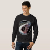 Grote witte haaienaanval Cirkel Sweatshirt (Voorkant volledig)