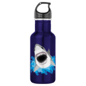 Grote witte haaienaanval Diepe Oceaan Blauw Waterfles (Voorkant)