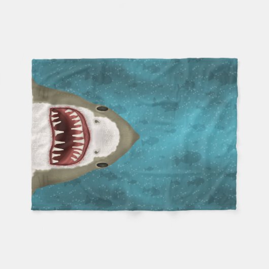 Grote witte haaienaanval fleece deken (Voorkant (Horizontaal))